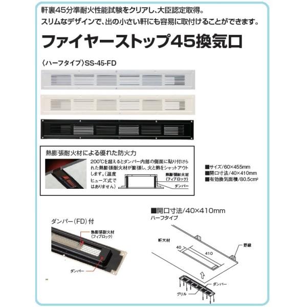 ファイヤーストップ ４５ 換気口 SS-45-FD 大臣認定 BXカネシン 軒天