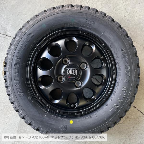 604V 145/80R12 80/78N ガイアクロス 12×4.0 マットブラック 4本