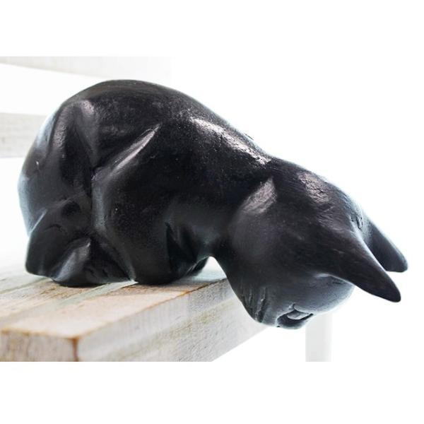 【木彫り黒猫】メキシコのミステリアスな丸目のブラックキャット民芸品 木彫り黒猫】メキシコのミステリアスな丸目のブラックキャット