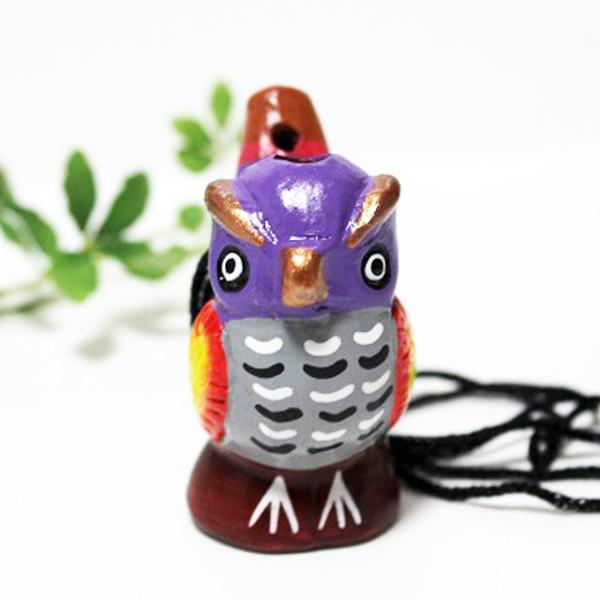 ペルー フクロウトリオホイッスル テラコッタ 梟笛 水笛ペルー産 南米雑貨 楽器 陶器雑貨 フクロウ雑貨 ふくろうの