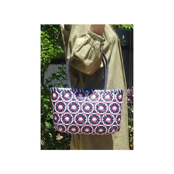公式サイト プラカゴバッグ〜フラワーデザイン〜《S/レッド＆ブルー Basket Bag
