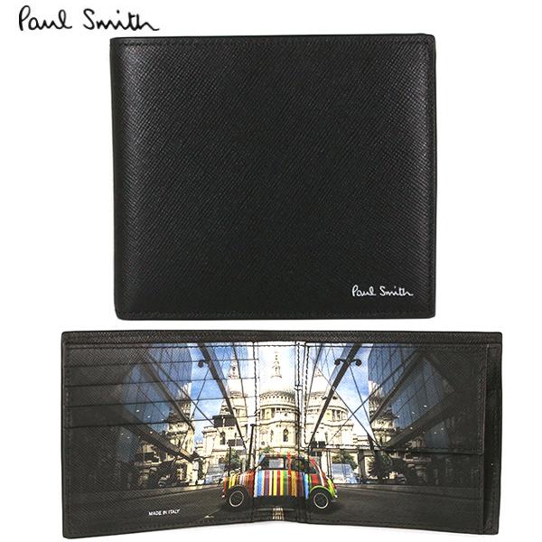 ポールスミス メンズ 二つ折り財布 財布 ブラック×ミニクーパー メンズ  