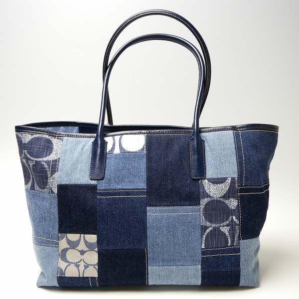 美品　コーチ　トートバッグ poppy 2way パッチワーク デニム コーチCOACHバッグ トートバッグ POPPYポピーCOACHコーチ デニム