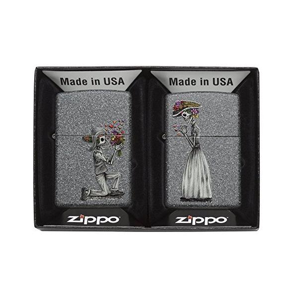 Zippo ジッポー ライター USモデル ペアジッポ スカル 花束プロポーズ