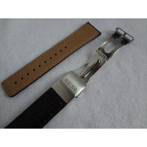 SEIKO 純正 20mm 腕時計バンド7B22-0AZ0 7B42-0AK0 用 牛革 ワニ型押し