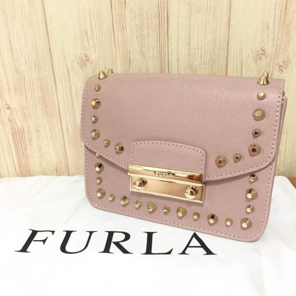 新品 フルラ ショルダーバッグ FURLA JULIA M スタッズ ピンク