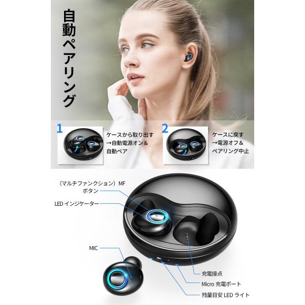 ワイヤレスイヤホン Bluetooth5.0 高音質 完全ワイヤレス イヤホン 両