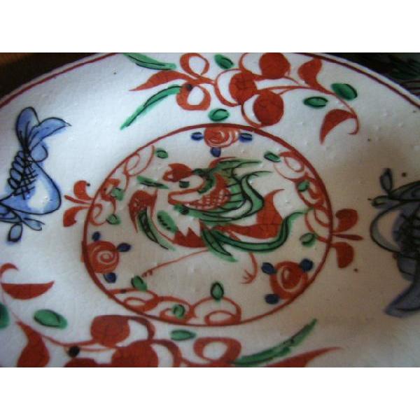 赤絵 粉引花鳥楕円皿 美濃焼秀峰窯 中垣連次作 /【Buyee】 Buyee