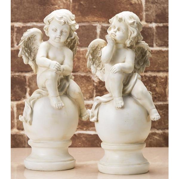 【美品】木彫りの天使セット（2体） 木製エンジェルセット ヴィンテージ 美品】木彫りの天使セット（2体） 木製エンジェルセット