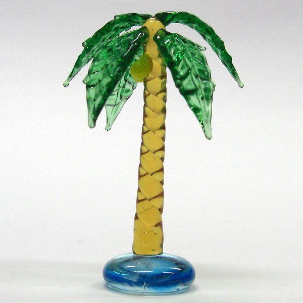 ヤシの木 M ブラウン 花 ガラス細工 雑貨 置物 /【Buyee】