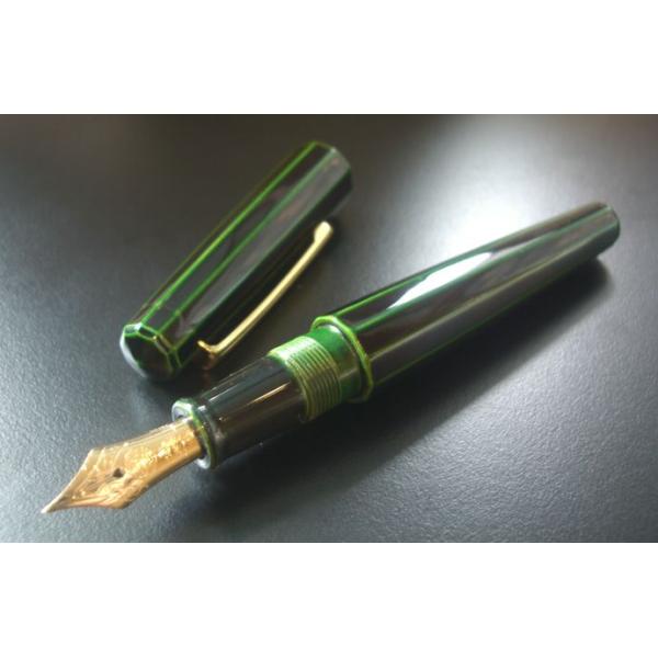 中屋万年筆　ピッコロ緑溜め　極細(EF) 中屋万年筆ライターモデル十角ピッコロサイズ緑溜極細/【Buyee】