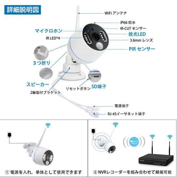 YESKAMO 防犯カメラ　投光ライト付　PIR警報カメラ ワイヤレス 楽天市場】☆限定20％OFF+P5倍！☆ 500万画素 防犯カメラ 防犯