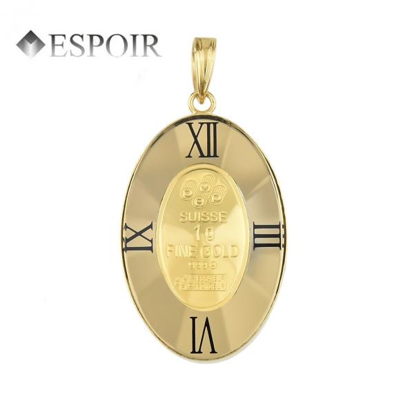 純金（K24)スイスパンプ社マリアコイン1.0g K18枠付きペンダントトップ  