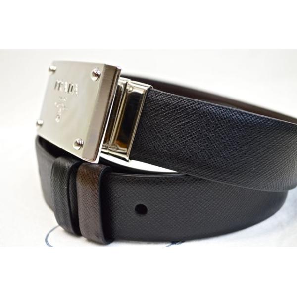 PRADA 黒 レザー ベルト 人気！【PRADA】サフィアーノレザーベルト☆直営店買付 (PRADA