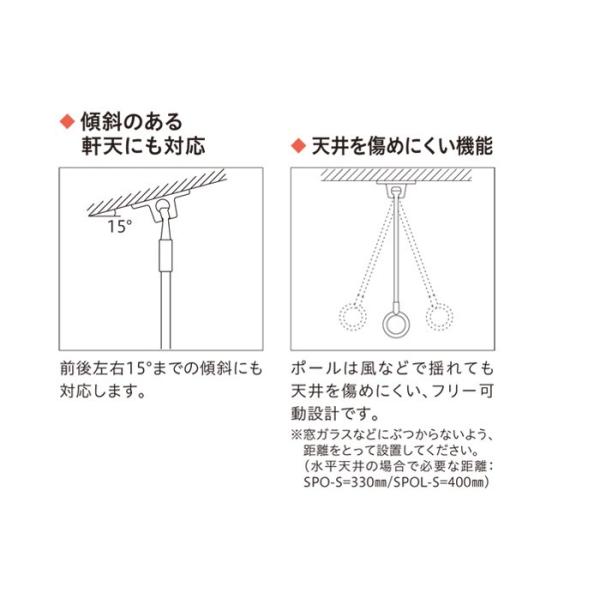 物干し 屋外 吊り下げ 川口技研 軒天用ホスクリーン スポット型 SPO-S 1本 軒下天井吊り下げタイプ 物干金物 物干し掛け /【Buyee】