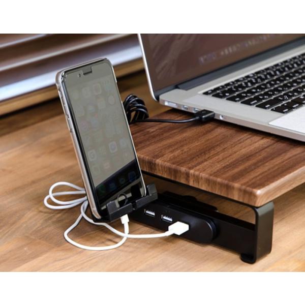 コンセント・USB付　モニタースタンド 送料無料 PCモニタースタンド コンセント/USB付 W58×D20×7.3