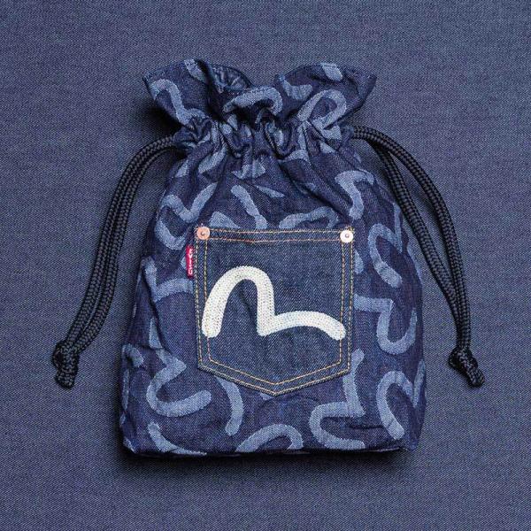 EVISU エヴィス デニムポーチ 巾着 バッグ EVISU (エヴィス) デニムポーチ デニム巾着 カモメ ポケット