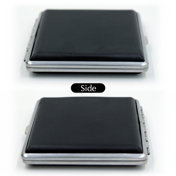 20本収納 シガレットケース レザー アルミ合金 タバコ シルバー 革