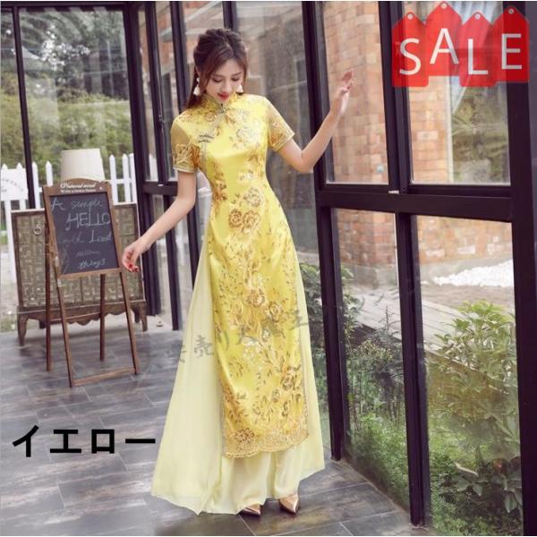 Nodress チャイナドレス　ワンピース　黄色　ブローチ付き　激レア Nodress チャイナドレス ワンピース 黄色 ブローチ付き 激レア