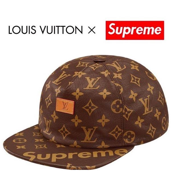 Louis Vuitton × Supreme LV 5-Panel Hat Monogram Leather Cap 2017AW ...