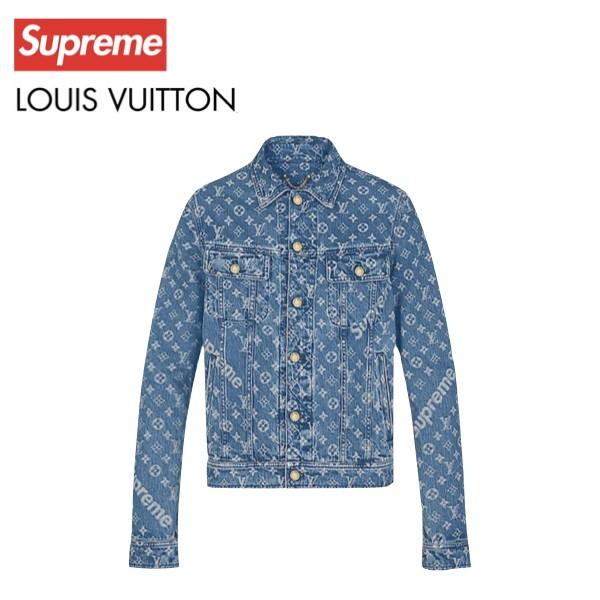 Supreme x Louis Vuitton Jacquard Denim Trucker Jacket Blue ルイ 