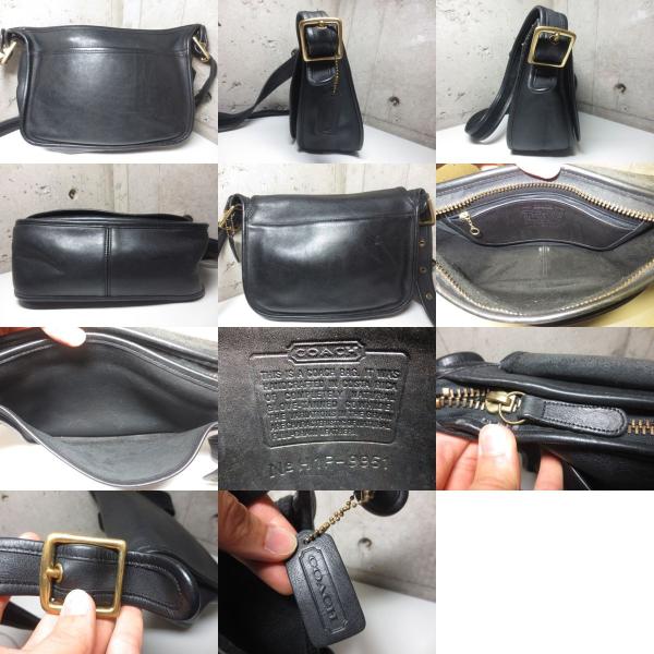 中古】COACH/コーチ 本革 レザー ショルダーバッグ 黒 No.H1P-9951