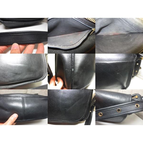 中古】COACH/コーチ 本革 レザー ショルダーバッグ 黒 No.H1P-9951