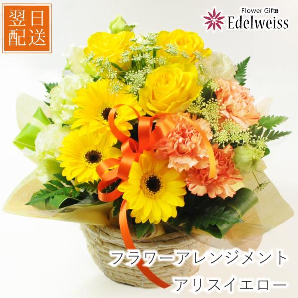 アレンジメント おしゃれ 黄色のガーベラ 花束 ガーベラたちのふんわりキュートなアレンジメント フラワーギフト・花