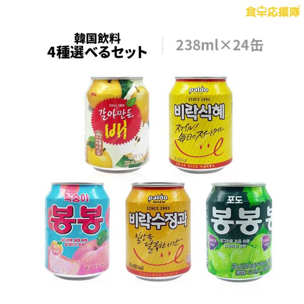 ヘテ飲料韓国ジュースすりおろしジュース選べる4種セット238mlx24本桃＋梨＋ぶどう4種チョイス！※缶に凹みがある場合がございます。  /【Buyee】 bot-online