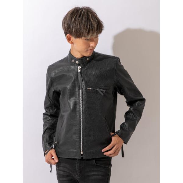 革ジャン メンズ 本革 シングルライダース パンチング レザー 