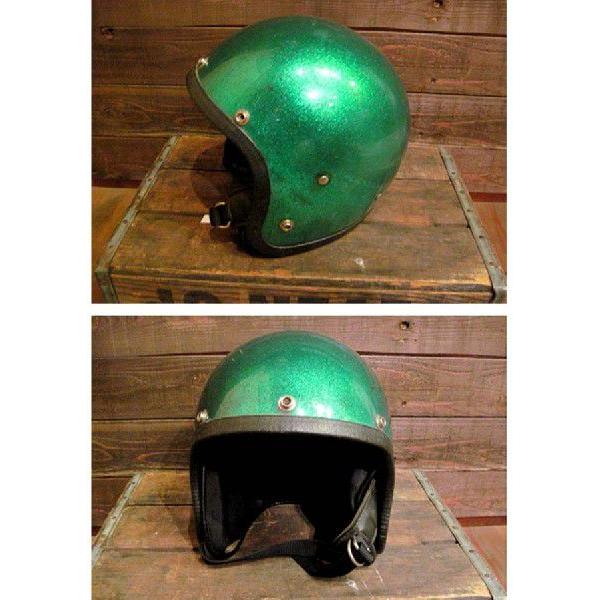 Vintage グリーン メタリック Helmetメタルフレーク