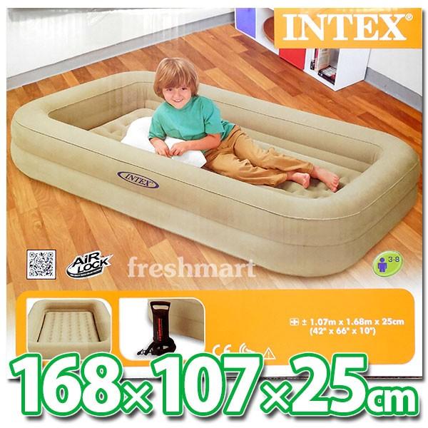 インテックス INTEX キッズ用エアーベッド 168×107×25cm ポンプ