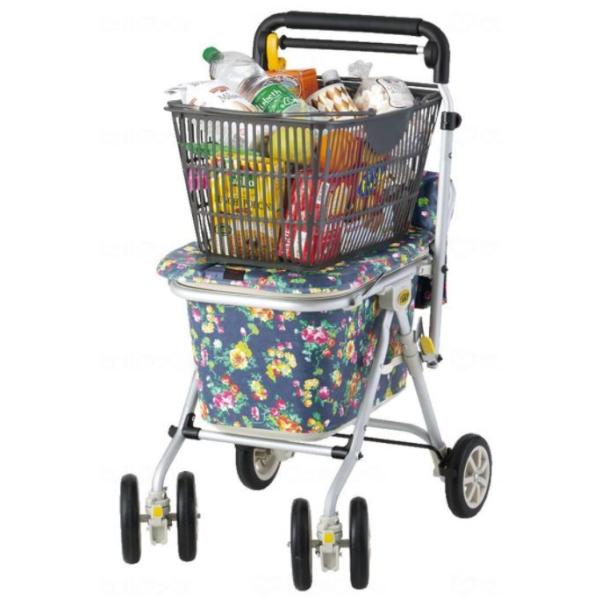 シルバーカー ヘルスバッグ　わくわくショッピング・タントN　グレー ヘルスバッグ わくわくタントN Pグレー Dフラワー お買い物に便利 大