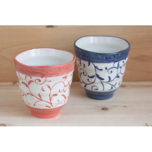 陶都 常滑燒 湯呑み 茶碗 ペアセット 京焼 清水焼 湯呑み ペア セット 「組湯呑 志野更紗」 箱入り