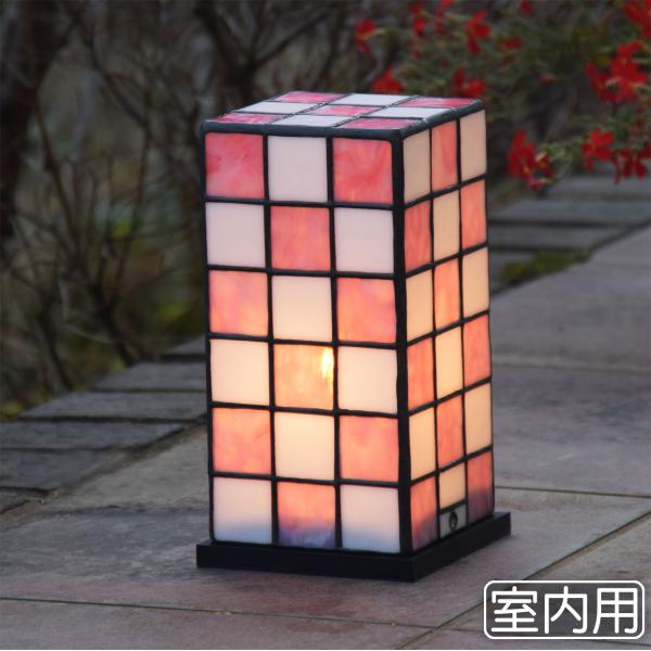 ステンドグラス ランプ 行燈 4kBAD 室内用 卓上灯 テーブル灯 屋内照明