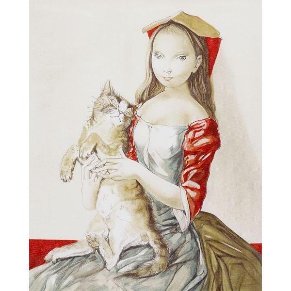 藤田嗣治 版画 名作『猫を抱いた頭巾の少女』 /【Buyee】