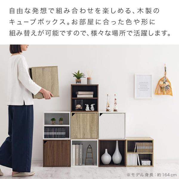 カラーボックス キューブ ボックス 二段 本棚 扉 木製 収納ケース 2段