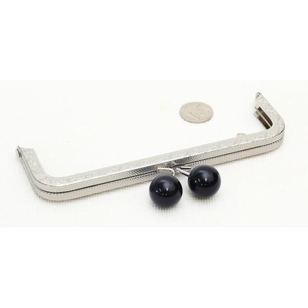 がま口 口金 16.5cm あめ玉付シルバー 内カン付き 角型 差し込み