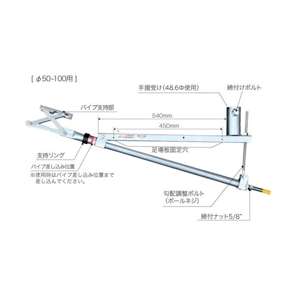 水抜きパイプ取り付け専用足場ブラケット 水抜きパイプ足場 50φ-100φ用 