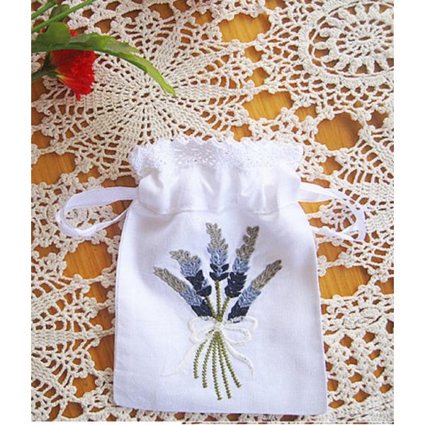 手作り巾着袋小物入れポーチレース刺繍可愛い花柄小物収納コスメ入れ
