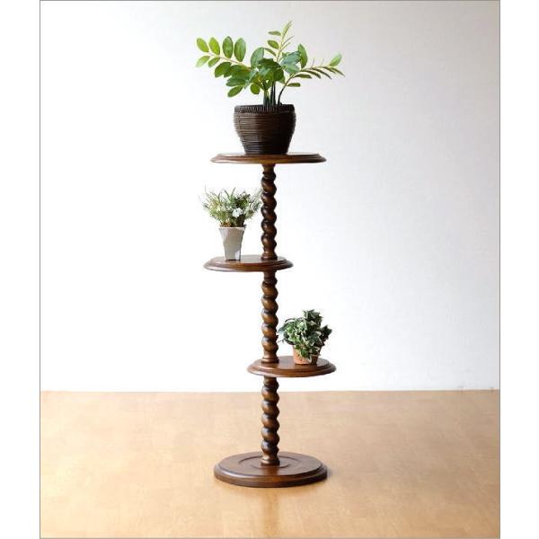 【マルニ木工】木製 丸型 花台 花瓶スタンド【アンティーク】 花台 木製 おしゃれ 室内 玄関 アンティーク フラワースタンド 花瓶台