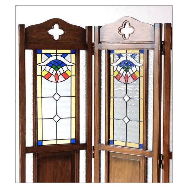 ステンドグラス 木製パーテーション 三つ折り パーテーション パーティション ステンドグラス 衝立 ついたて