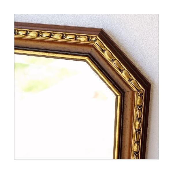 アンティーク　鏡 イタリア製 アンティーク 八角 壁掛け鏡 ウォールミラー 鏡 壁掛け