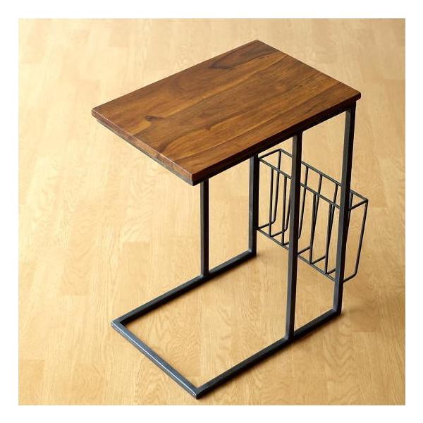 サイドテーブル 木製 アイアン コの字型 ソファーサイドテーブル