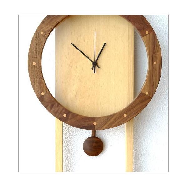 ウォールクロック振り子　ブナ　掛け時計 おしゃれ 天然木 無垢 文字盤なし 掛け時計 壁掛け時計 振り子 木製 おしゃれ 天然木 無垢 文字盤