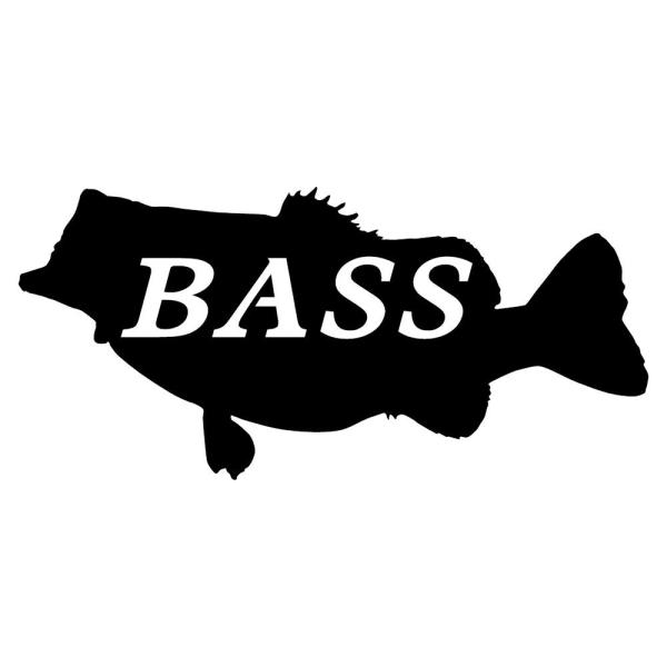 釣り ステッカー かっこいい ブラック バス シルエット 文字 ＢＡＳＳ