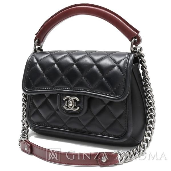 CHANEL ショルダーバッグ ブラック CHANEL シャネル マトラッセ 2WAYチェーンショルダー ブラックボルドー