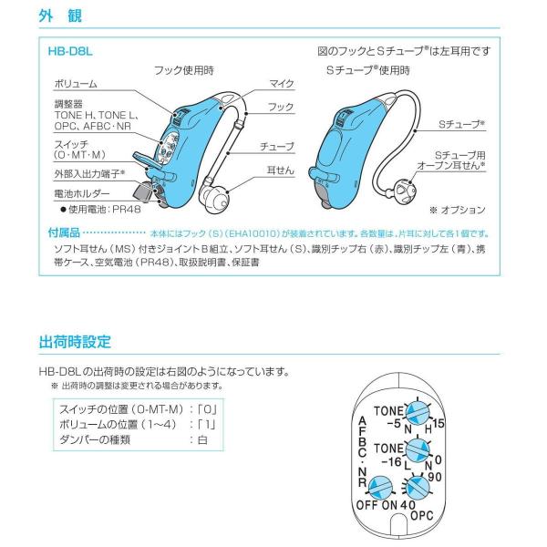 リオネット 耳かけ 耳掛け型補聴器 HB-D8L リオン 日本製 トリマー式