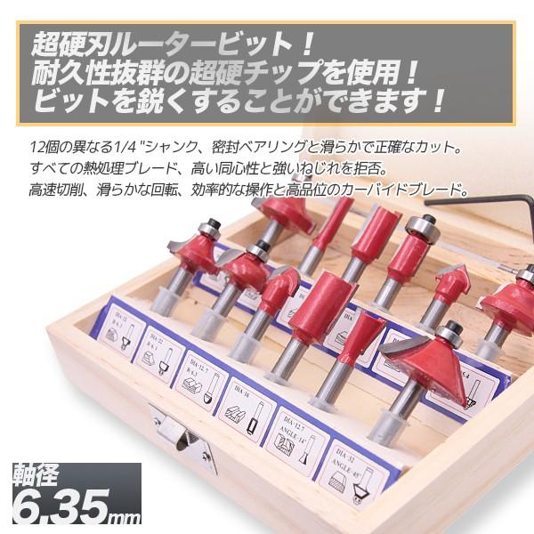 超硬トリマールータービットセット 12pc 超硬刃 木工 工具 電動