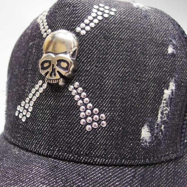 ロエン　Roen メタルスタッズスカル　ワッペン　ダメージ加工Gジャン　48 L ロエン Roen メタルスタッズスカル ワッペン ダメージ加工G